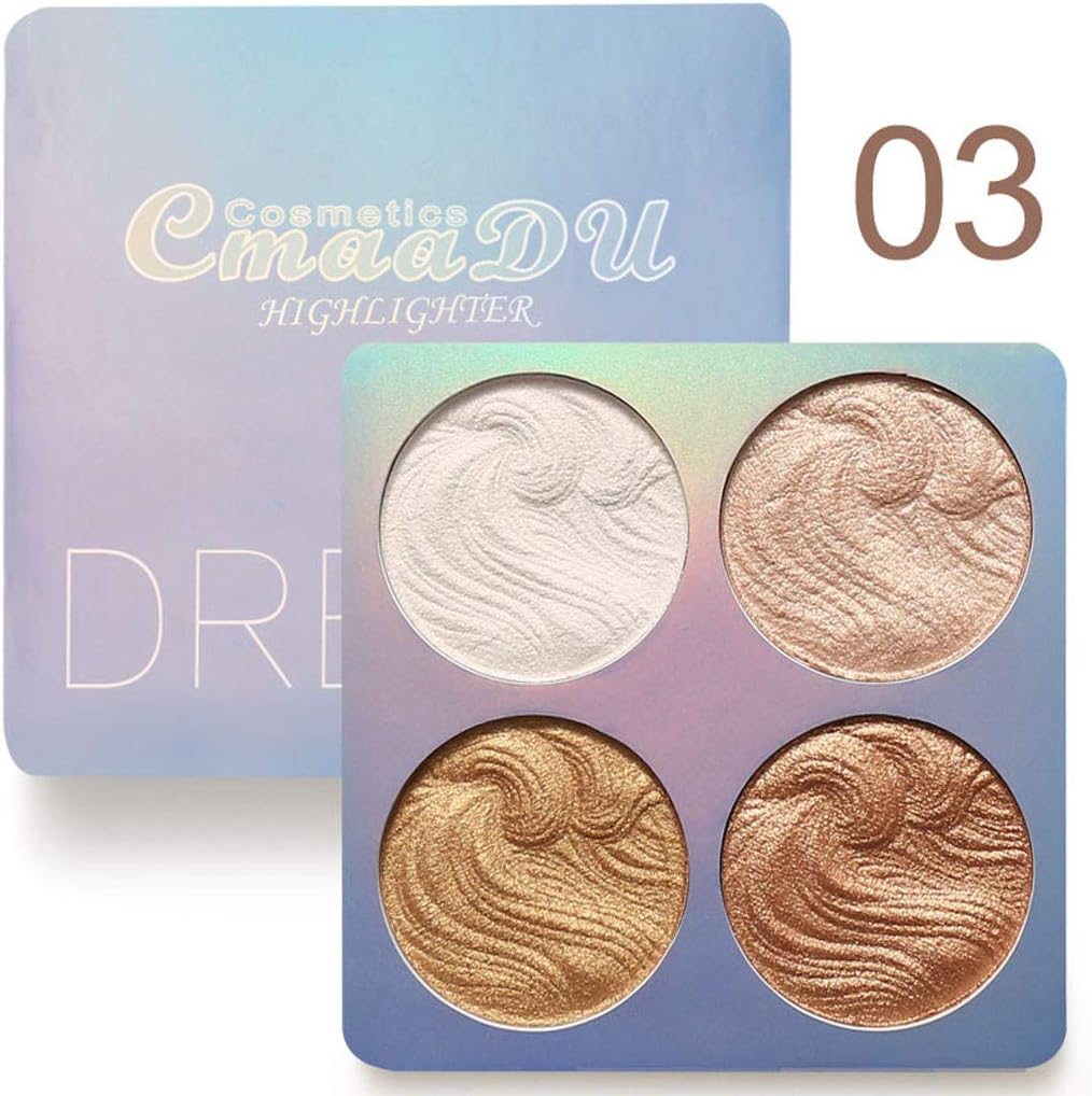 jieGREAT Professional New Makeup Face Powder 4 Colors Bronzer Highlighter Powder Palette