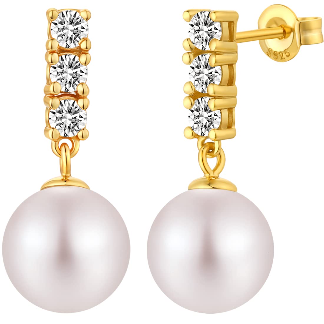 Pearl Earrings Gold Pearl Earrings Silver Pearl Drop Earrings Pearl Dangle Earrings Pearl Diamond Earrings White Pearl Earrings,Leverback Pearl Earrings for Women Pearl Earrings Dangle