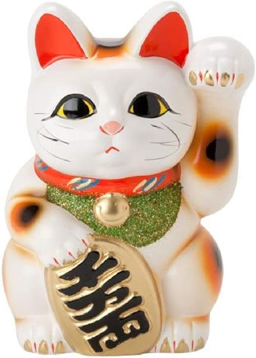 Amazon Com Made In Japan Lucky Cat 7 5 Tokoname Porcelain White Maneki Neko Left Hand Home Kitchen