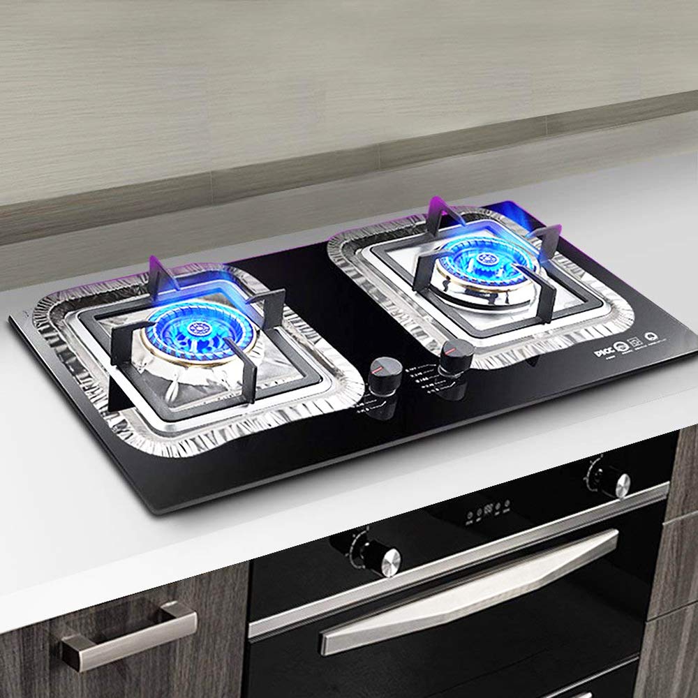 B. SHINE Foil Stove Burner Covers - Aluminum Foil Gas Range Protectors Gas Stove Burner Liners, Disposable, Size 8.66”x 8.66”, 50 Pack