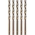 amoolo 1/2" inch Cobalt Drill Bits(5Pcs), M35 HSS Metal Jobber Length Twist Drill Bit Set for Hard Metal, Stainless Steel