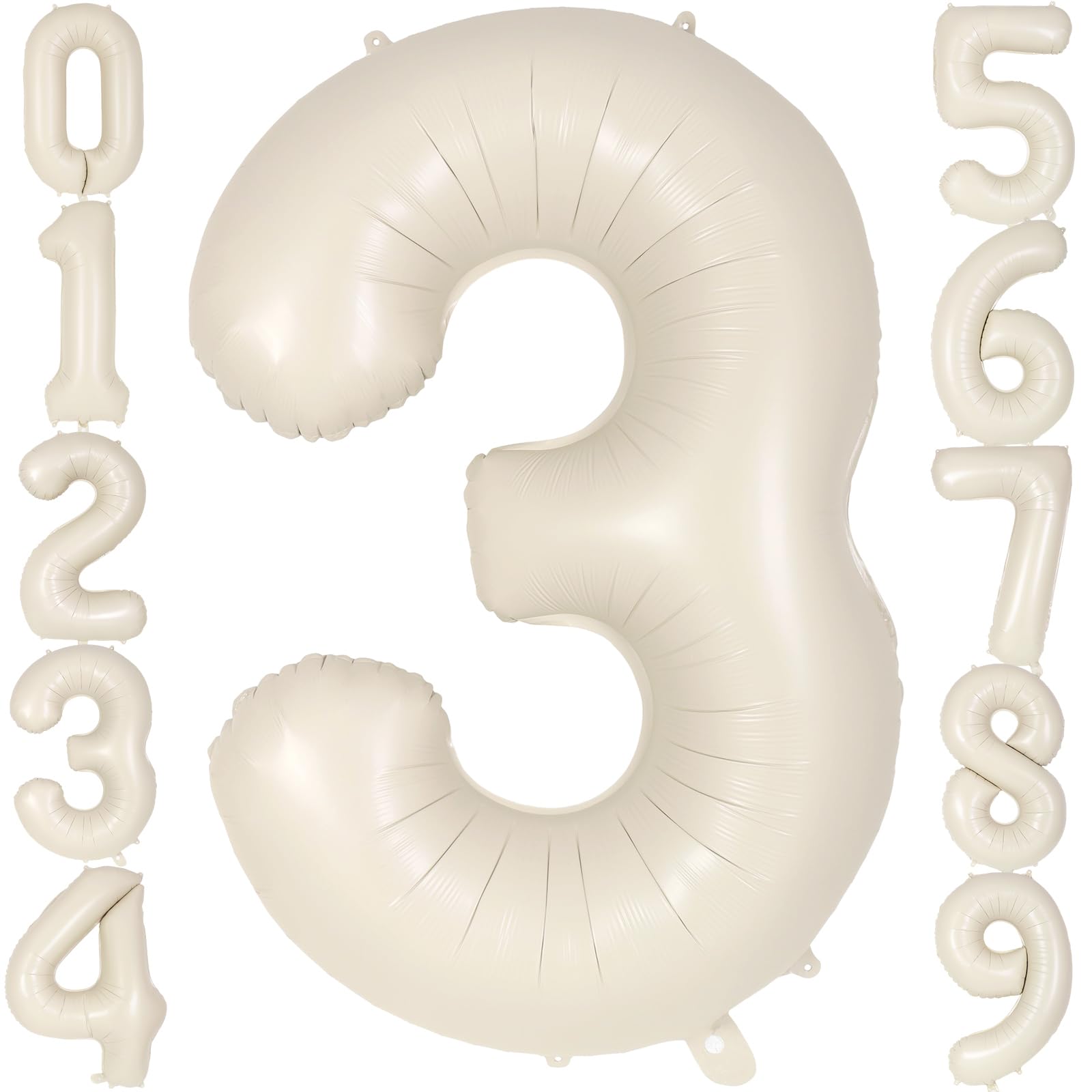 Photo 1 of Cream Number 3 Balloon 40 Inch, Big Large Foil Helium Number Balloons, Jumbo Giant Mylar Beige Number 3 Balloons for 3 Year Old Birthday Party Decorations Supplies Anniversary