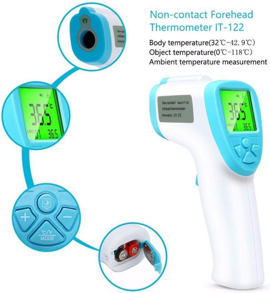 New Digital Non-Contact Infrared Forehead Body Thermometer with Three-Color Backlight AP Home Thermometer Medical Standard Human Body Temperature Gun
