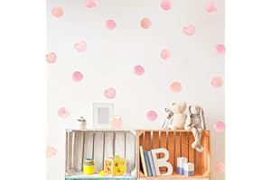YOURFOCUS Pink Polka Dot Wall Decals 36pcs Watercolor Dots Wall Sticker for Kids, Baby Girls, Teens, and Nursery Room (6 Sheets) - Each Dot: 2.36 x 2.36 inch