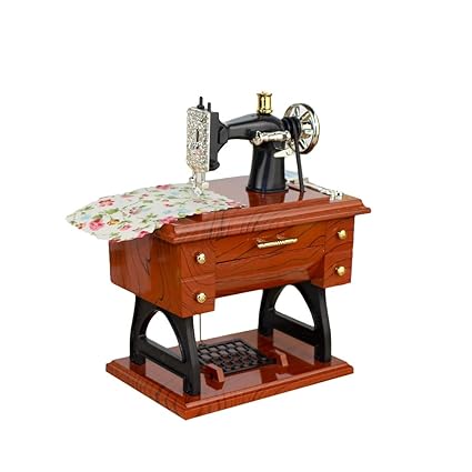 Alician Toy Vintage Simulation Sewing Machine Music Box Retro Treadle Sartorius Decoration as Gifts