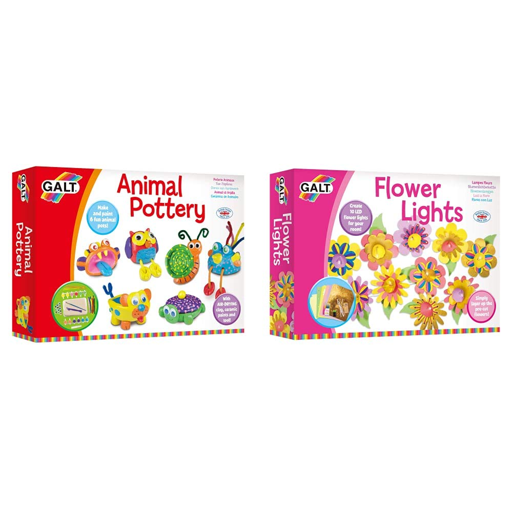 Galt Toys, Animal Pottery, Kids' Craft Kits, Ages 6 Years Plus & Toys, Flower Lights, Kids' Craft Kits, Ages 7 Years Plus