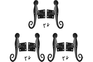 Renovators Supply Manufacturing Black Shutter Dogs 5.5 In Rat Tail Shaped Wrought Iron Shutter Dog Pair With Mounting Hardware Pack Of 3