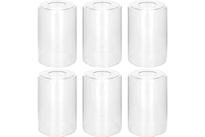 BDROFN 6 Pack Clear Glass Shades Replacement,5.51in Height,3.94in Diameter,1.65in Fitter,High Transmittance Cylinder Glass Lampshade Replacement for Pendant Light Floor lamps Chandelier Wall Sconces