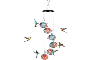 Headak Life Charming Wind Chimes Hummingbird feeders for Outdoors Hanging ant and bee Proof,Never Leak,Perfect Hummingbird Gift for People(Blue)