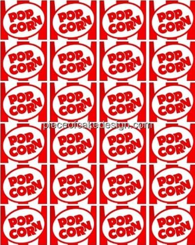 8" Round ~ Popcorn Logo Background Birthday ~ Edible Cake/Cupcake Topper!!!
