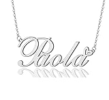 Paola Heart Name Necklace Silver Stainless Steel