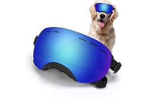 Ufandia Dog Sunglasses Goggles, Pet Sunglasses with Adjustable Strap, UV Protection Dog Goggles for Eye Protection and Windproof, Suitable for Medium and Large Dog (Blue Lens)