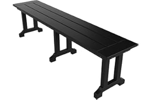 WO WESTIN OUTDOOR WO Outdoor Furniture 65” Long Trestle Horizontal Poly Lumber Bench Seat Chair, UV and Weather Resistant, Perfect for Dining, Patio, Garden, Balcony, Porch, Backyard, (Black)