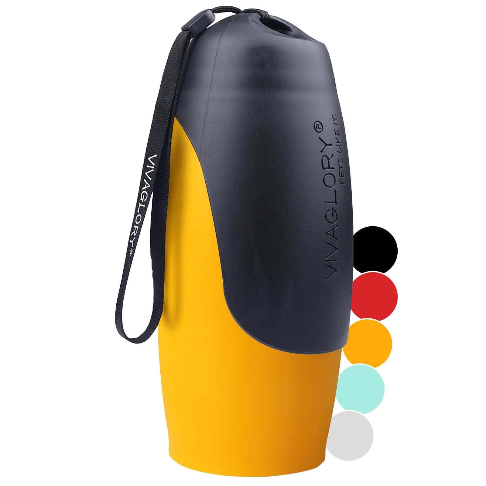 VIVAGLORY Pawhike Dog Water Bottle, Dog Drinking Bottle for Travel & Walking with Strap, Stainless Steel & Portable for Pet Puppy, 750ml, Orange Yellow