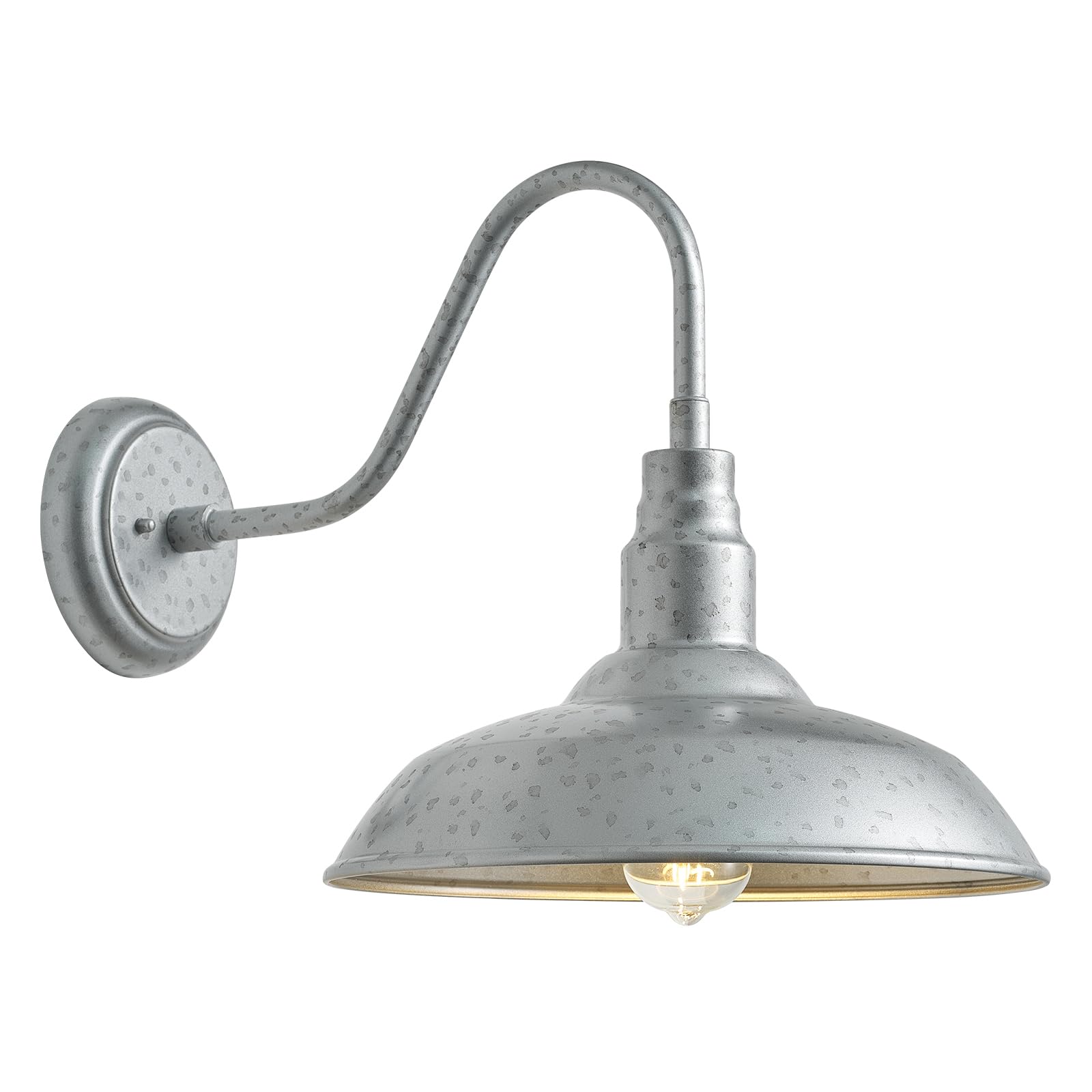 Photo 1 of GOALPLUS 10in Dome Outdoor Gooseneck Barn Light Sliver Exterior Patio Wall Lantern Farmhouse Style Galvanized Outdoor Porch Wall Sconce for House, Garage Gooseneck Lighting Fixture 1 Pack, LM2201-SV