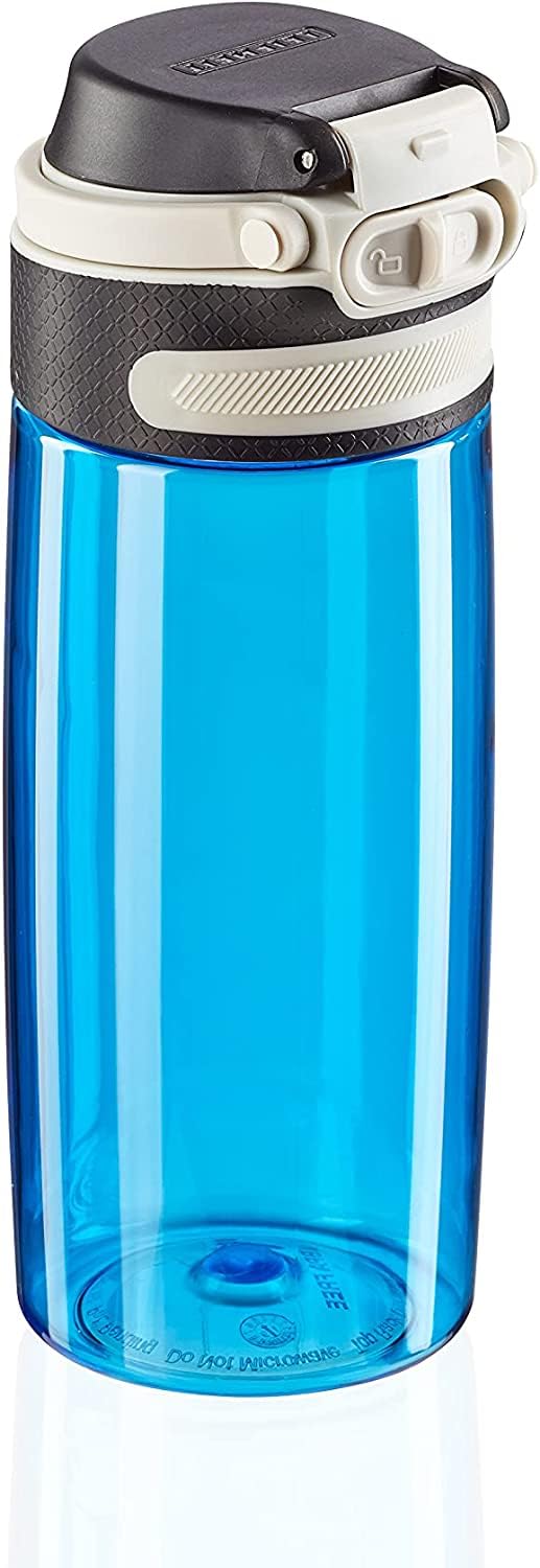 Leifheit Tritan Bottle Flip 550 ml, 100% Leak-Proof Sports Bottle, One Hand Opening, Lightweight and Shatterproof Water Bottle, Fruit Filter, Sustainable Water Bottle, BPA-Free, Sky Blue