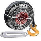 95' x 3/8" Black Synthetic Winch Rope Line Cable