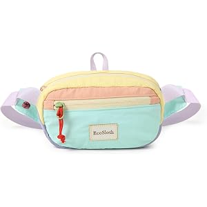 EcoSloth Color Block Mini Fanny Pack Foldable Nylon Crossbody Waist BeltBag | Dopamine color block, water-resistant, lightwei