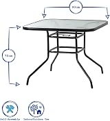 Harbour Housewares Square Glass Top Garden Table 90x90cm Parasol Hole view 8