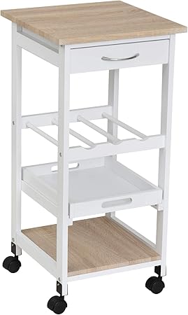 HOMCOM Carrito de Cocina Carro de Servicio de 4 Niveles con Ruedas