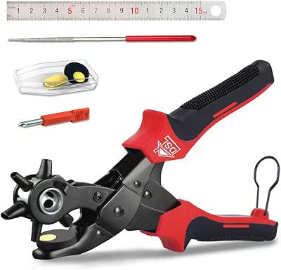 DSL Daily Supply Leather Hole Punch Tool Multi-Size Revolving Puncher with Ruler