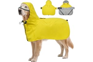 DENTRUN Dog Raincoat with Hood for Border Collie, Shiba Inu – Windproof & Reflective for Night Walks, Jogging, Backpacking – Adjustable Fit, XL