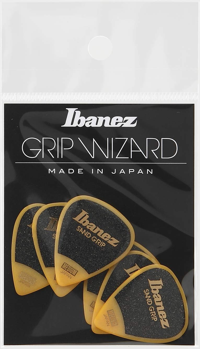 Ibanez Flat Pick Sand Grip - Yellow Pack of 6 (PPA14MSG-YE)