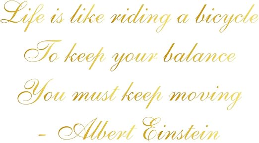 Amazon Iby アイバイ ウォールステッカー アインシュタイン 名言 金 光沢 Life Is Like Riding A Bicycle 小 日本語説明書付 ウォールステッカー オンライン通販