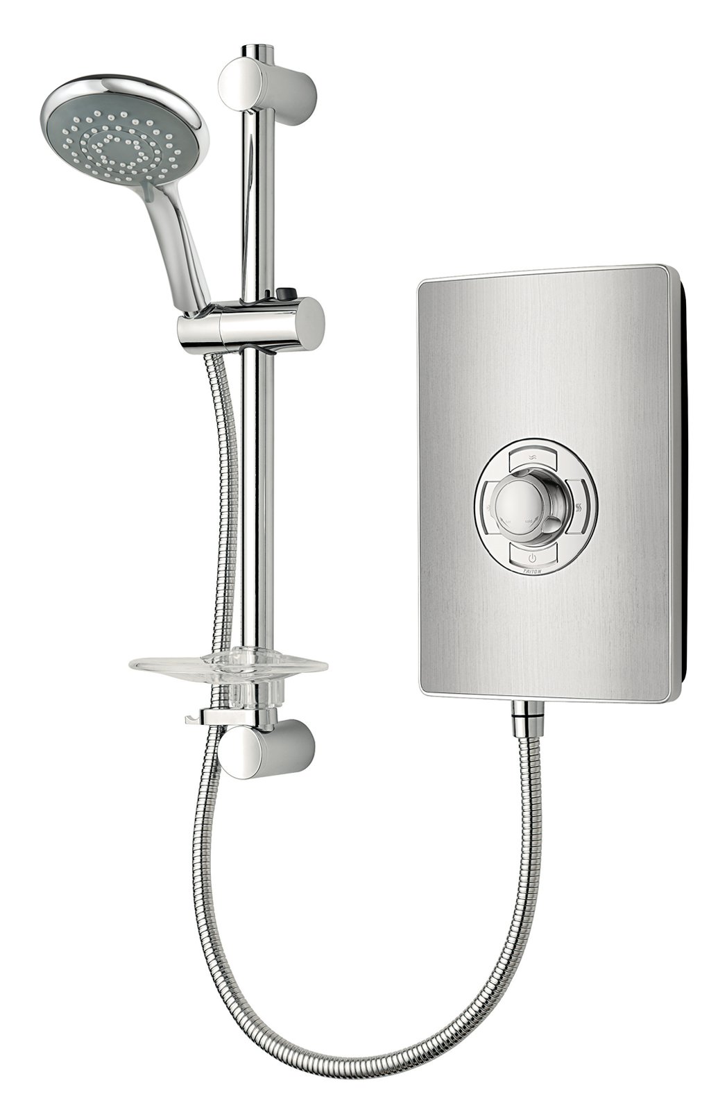 Triton Collection 2 | Shower Electric | 9.5 kW | Triton Aspirante I Brushed Steel I Electrical Showers | with Showerhead & Anti Twist Hose | Best Electric Shower Units for Bathrooms