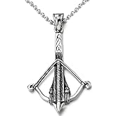 COOLSTEELANDBEYOND Mens Women Stainless Steel Shooting Bow and Arrow Pendant Necklace with 30 Inches Ball Chain