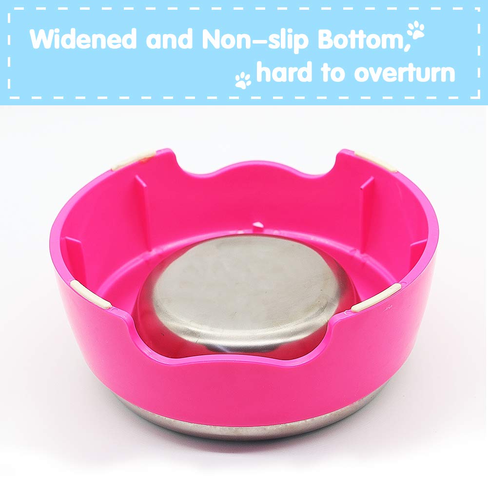 Ciotola per Cani Gatto Set Ciotole Acciaio Inox Antiscivolo Metallo Due Ciotole Cibo Acqua per Animali Domestici Cane, Set di 2 (Rosa e Blu)