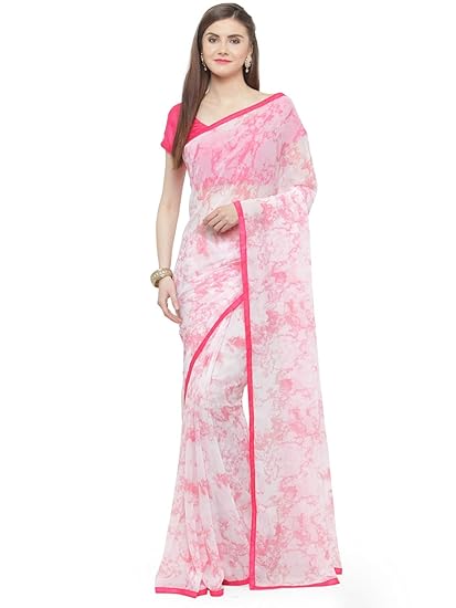 Pink Georgette Printed Saree (SGNTR1087SSSR004T_Pink)