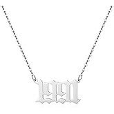 Aimber Birth Year Necklace for Women,Stainless Steel Birth Year Number Pendant Necklace Birthday Anniversary