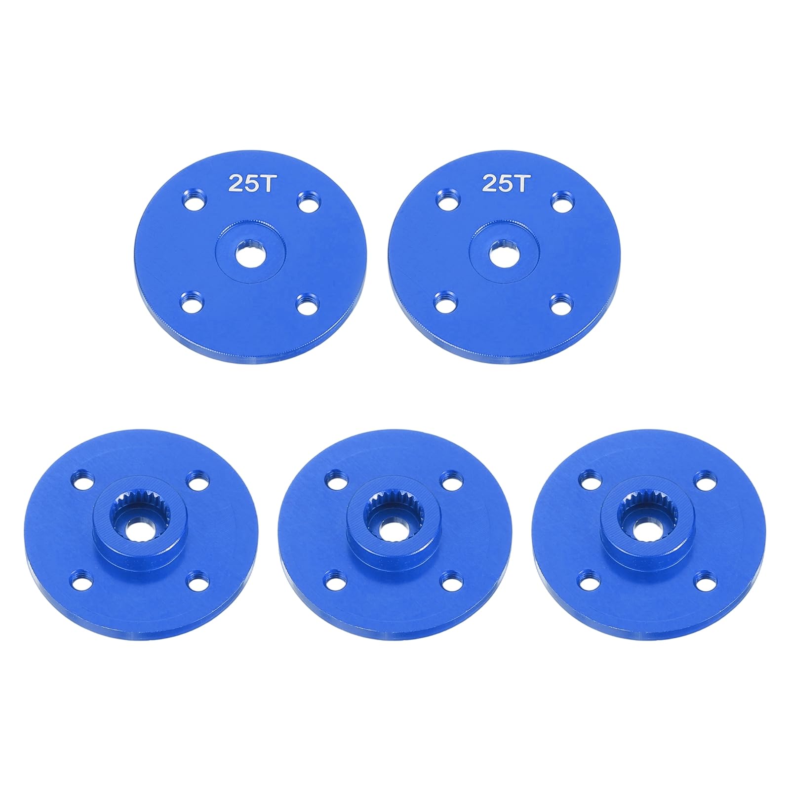 sourcing map 25T Servo Horn Arm Round, 25T Round Type Servo Horn Robot Arm Metal Aluminum for RC Model Car Robot Boat Airplane Pack of 5(Blue)