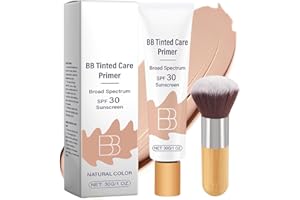SIL VFR BB Tinted Moisturizer SPF 30, BB Tinted Care Primer, BB Tinted Care Primer with Brush, Full Coverage Light-Medium Skin Color Hydrating & Smoothing (Natural*1 with Brush)