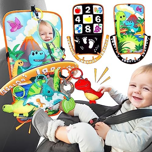 Innofans Baby Car Seat Toys with Dinosaurs Toys Kick and Play Double