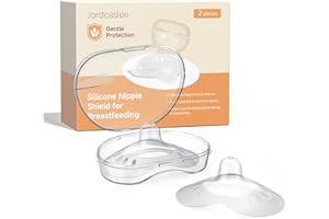 JORDCASLEE Nipple Shields for Breastfeeding Newborn, Contact Nipple Guards for Breast Feeding with Flat, Inverted Nipples or Difficulty Sucking, Food-Grade Silicone, Ultra-Thin & Super Soft, 1 Pair,20mm