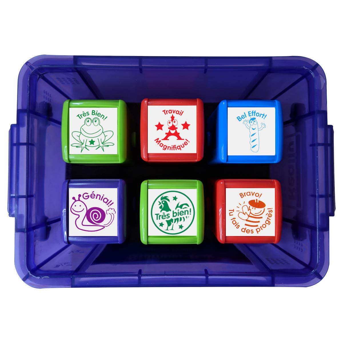 SuperStickers Box of Six Praise Stampers - Including Très Bien, Bravo and Bel Effort!