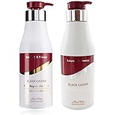 Total Repair Shampoo & Total Reviving Hair Conditioner - Black Caviar, Vitamin B5, Natural Oils. Nourishes, strengthens, and protects all hair types. Paraben-free, color-safe. 500ml & 500ml