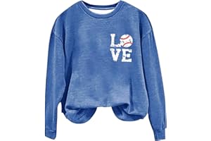GENERIC Heevina Baseball Mom Sweatshirt For Women Love Printed Crewneck Long Sleeve Pullover 2025 Tops