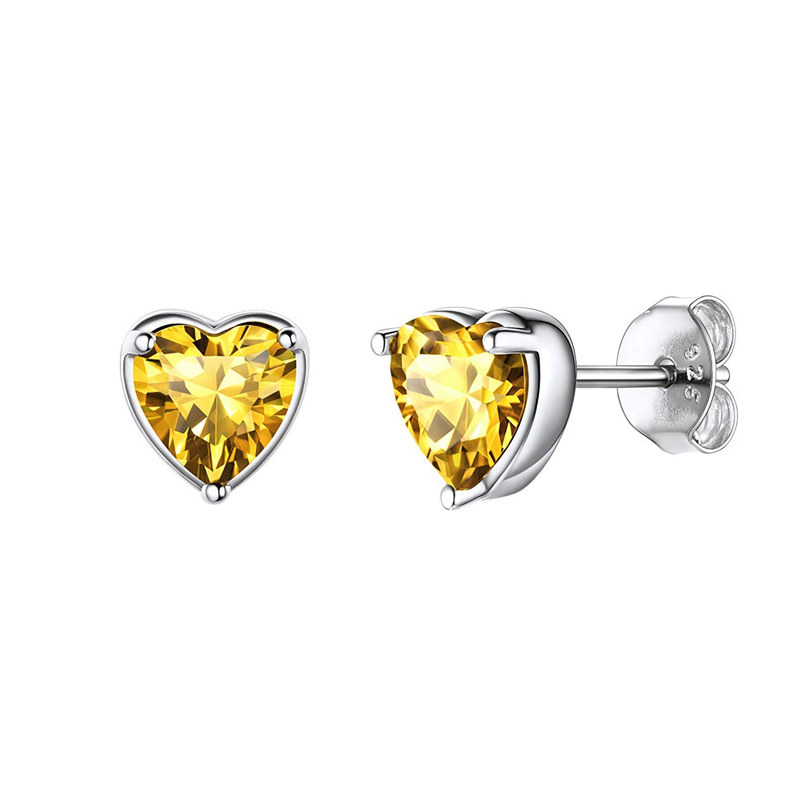 925 Sterling Silver Stud Earrings for Women, November Birthstone Heart Stud Earrings for Girls, 7mm Small Sleeper Cartilage Studs for Wife Girlfriend