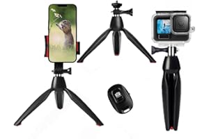 NEWYIHOKJ Tripod for iPhone/Camera, Mini Phone Tripod with Wireless Remote,1/4" Screw Universal Portable Camera Tripod Compatible with DJI OSMO Pocket 3/OSMO 360/Insta360 x5/iPhone/Sony/Xtra. (red, 7.1 in)