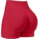 Kepblom High-Waisted Butt-Lifting Scrunch Gym Shorts for Women - Workout Yoga Biker, Seamless Spandex Booty Shorts,Red,M