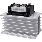 Baomain Einphasiger Diodenbrückengleichrichter MDQ-200A 4 Terminal Vollwellendiodenmodul 1600 V mit Kühlkörpern Aluminium