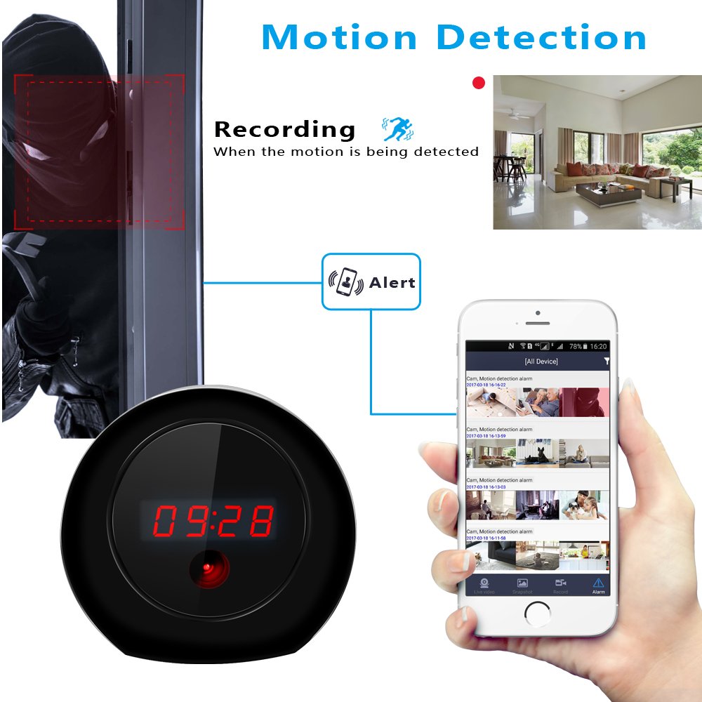 AISOUL Wi-Fi Hidden Camera Alarm Clock Full HD 1080P Real-time Video Spy Camera (Apple-shaped Hidden Camera)