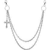 Sacina Goth Silver-tone Layered Cross Pants Chain, Silver-tone Wallet Belt Chain, Gothic Grunge Emo Punk Accessories