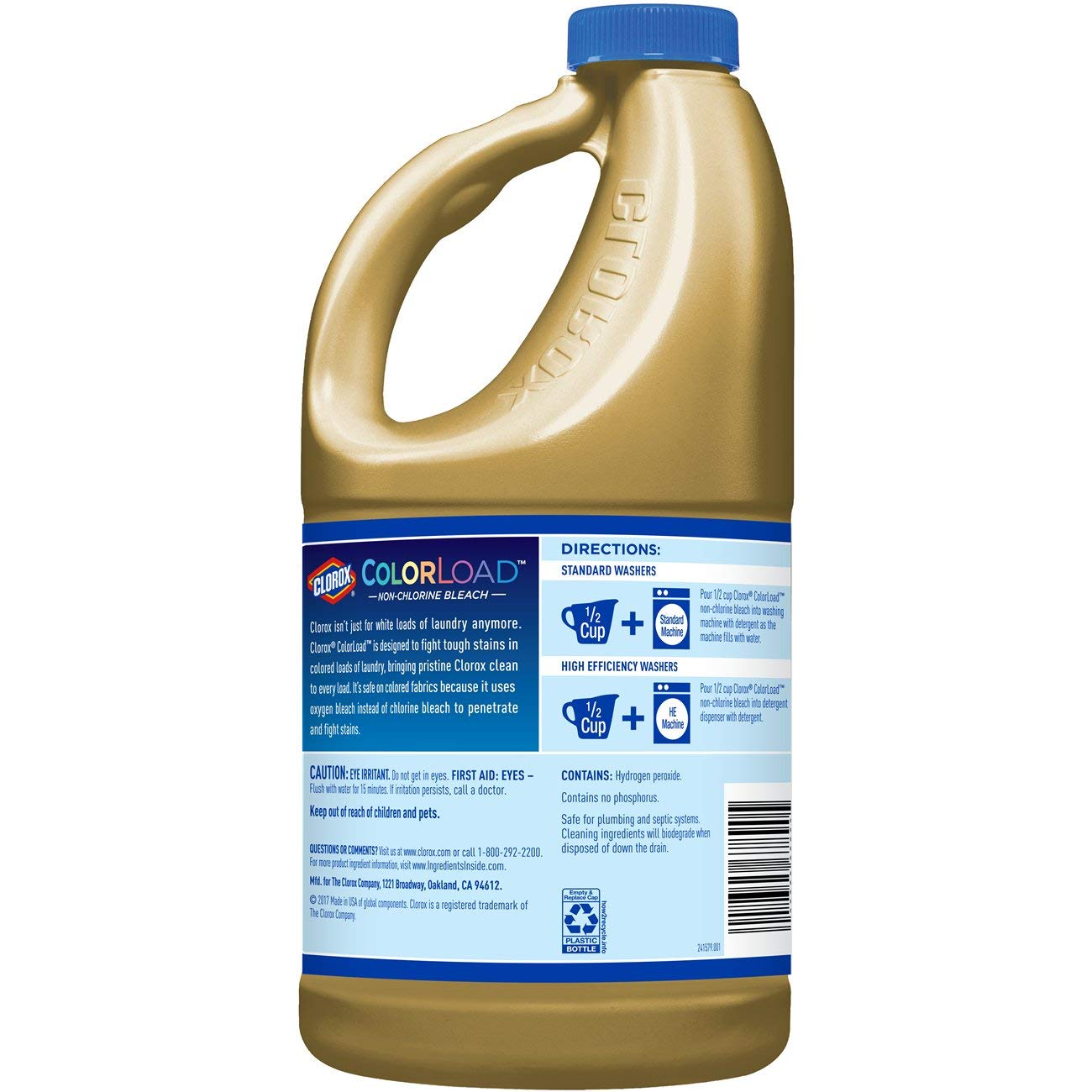 Clorox ColorLoad Non-Chlorine Bleach, 60 Ounce Bottle, Pack of 2, 120 Ounces Total