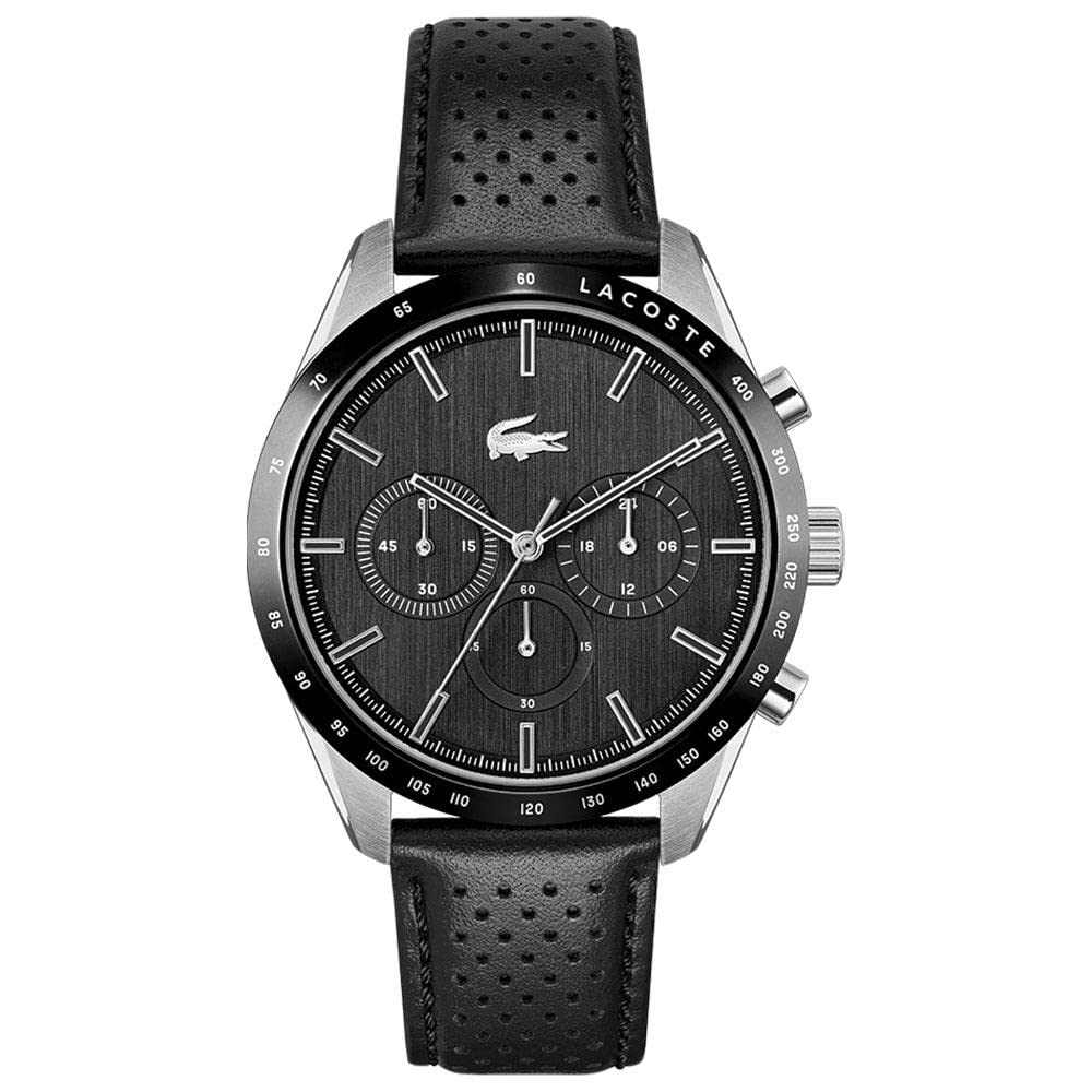 Lacoste Chronograph Quartz Watch for Men with Black Leather Strap - 2011109
