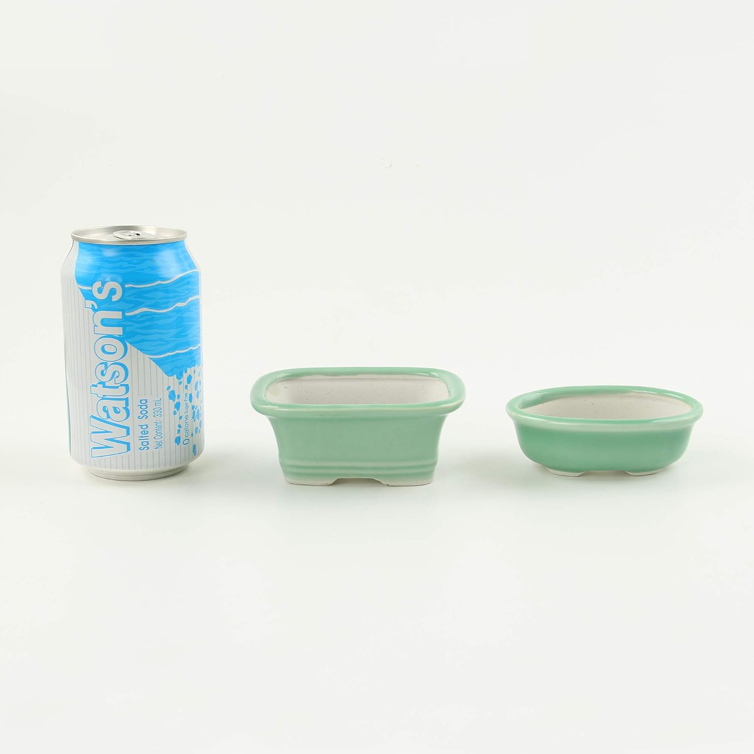 happy bonsai 3.2-3.9" (8-10cm) Mini Green Pots Value Set of 2, Green 2pc, Small (3.9 x 3.5 x 1.4 inches) - Image 3