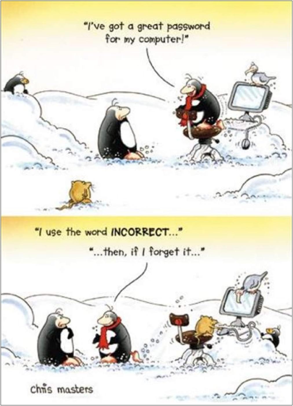 Humorous Greeting Card (PH4358) - Birthday - Incorrect Password - Eric The Penguin, Multicolor, 120mm x 172mm